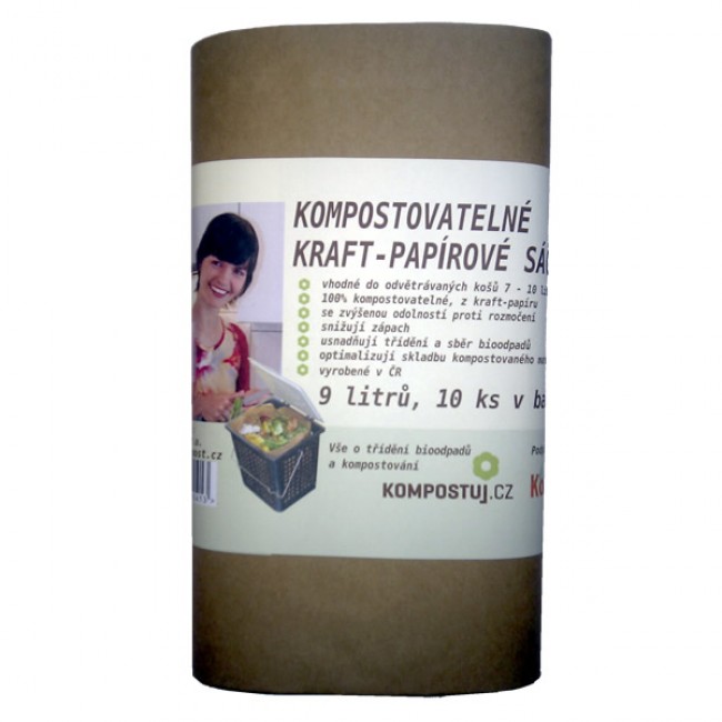 Kraft-papírové kompostovatelné sáčky (9 litrů)