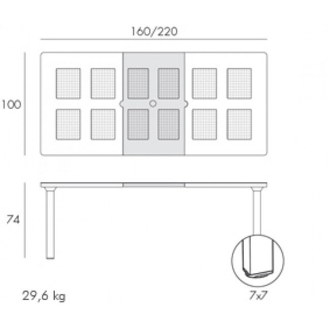 Zahradní rozkládací stůl Levante 160-220 cm