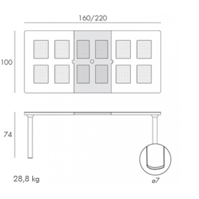 Zahradní rozkládací stůl Libeccio 160-220 cm