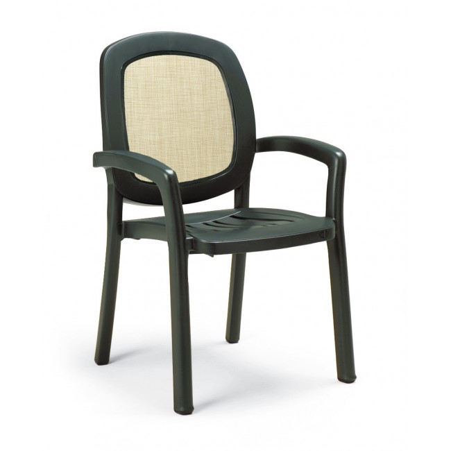 Zahradní židle Beta zelená s béžovou textilií